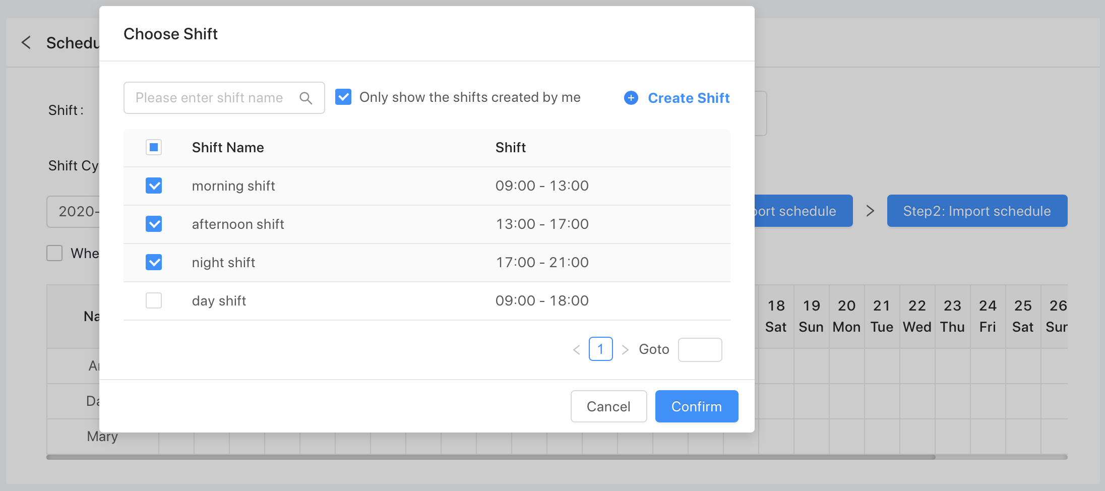 Workplace Create A Shift Roster