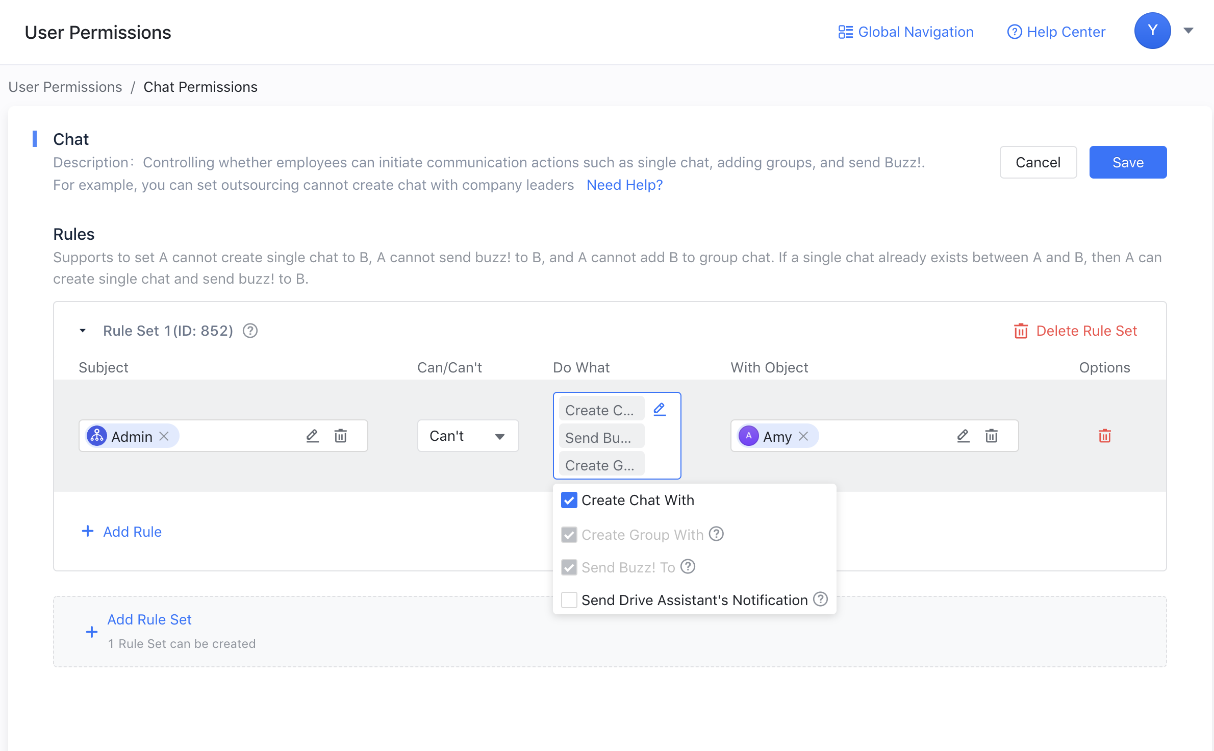 Initialize Admin Managing Employees Chat Permis